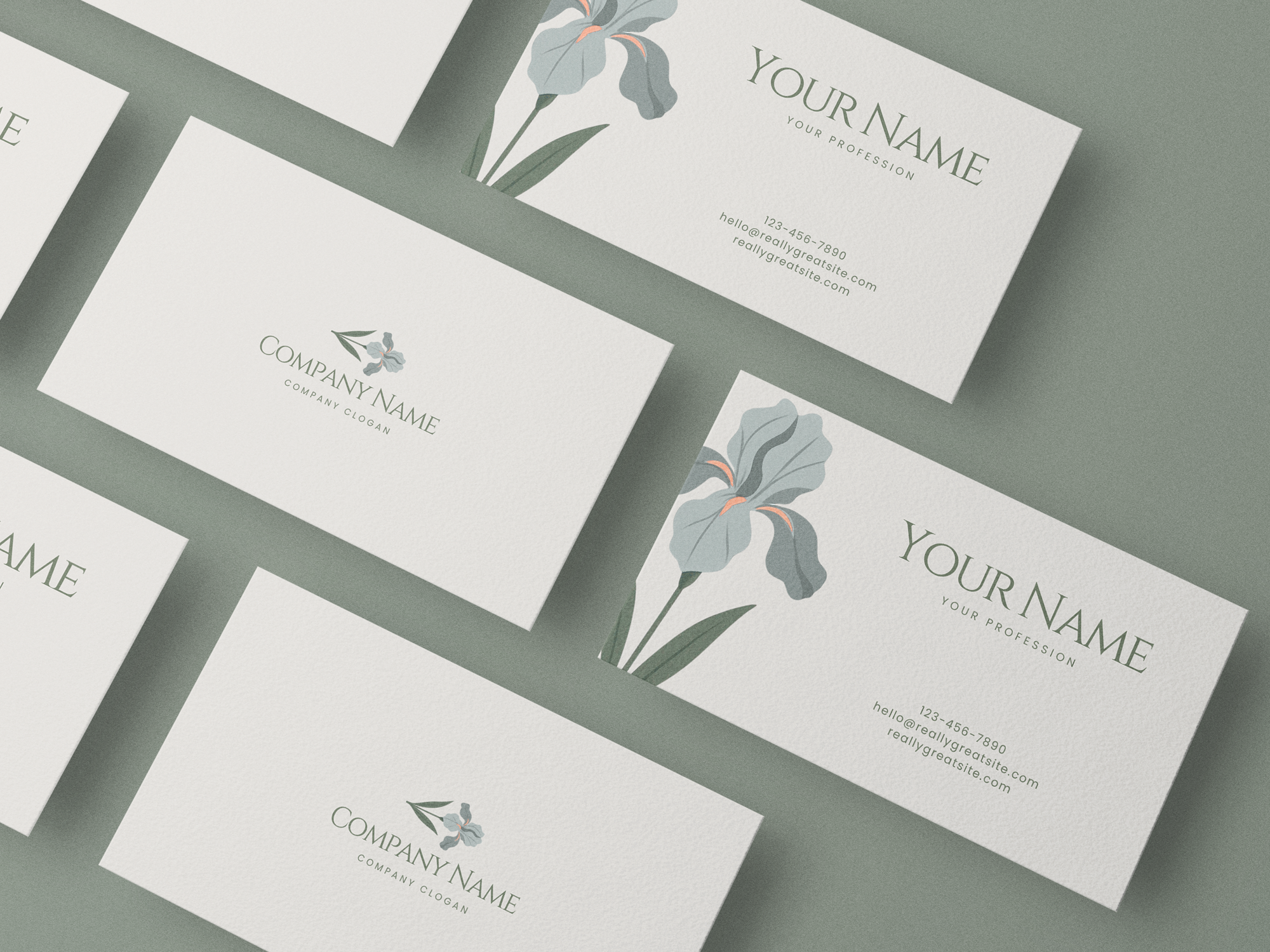 Elegant Iris Floral Business Card Template | Editable Canva Design