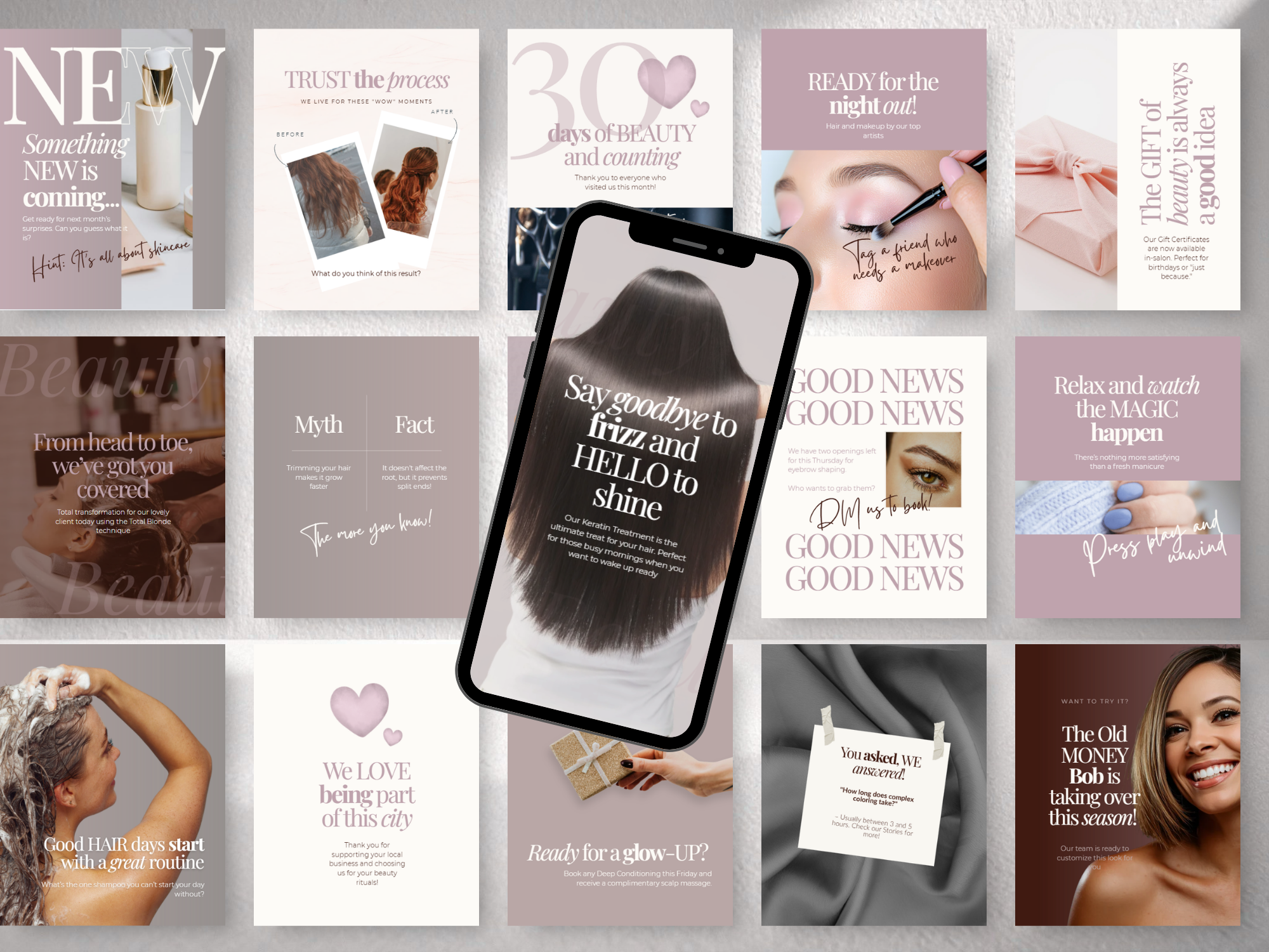 The Ultimate Beauty Salon Instagram Bundle – 74+ Blush Pink Canva Templates | 30 Posts, 30 Stories, 2 Carousels & 12 Highlights The Ultimate Beauty Salon Instagram Bundle – 74+ Blush Pink Canva Templates | 30 Posts, 30 Stories, 2 Carousels & 12 Highlights