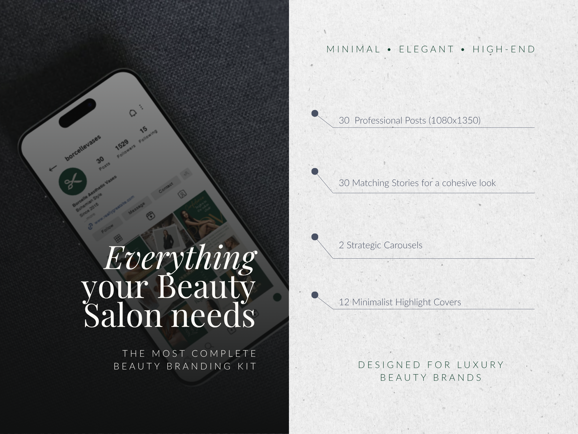 Luxury Hair Salon Canva Template Bundle | 30 Instagram Posts + 30 Stories + 12 Highlights + 2 Carousels | Beauty & Hair Stylist Social Media Kit Luxury Hair Salon Canva Template Bundle | 30 Instagram Posts + 30 Stories + 12 Highlights + 2 Carousels | Beauty & Hair Stylist Social Media Kit