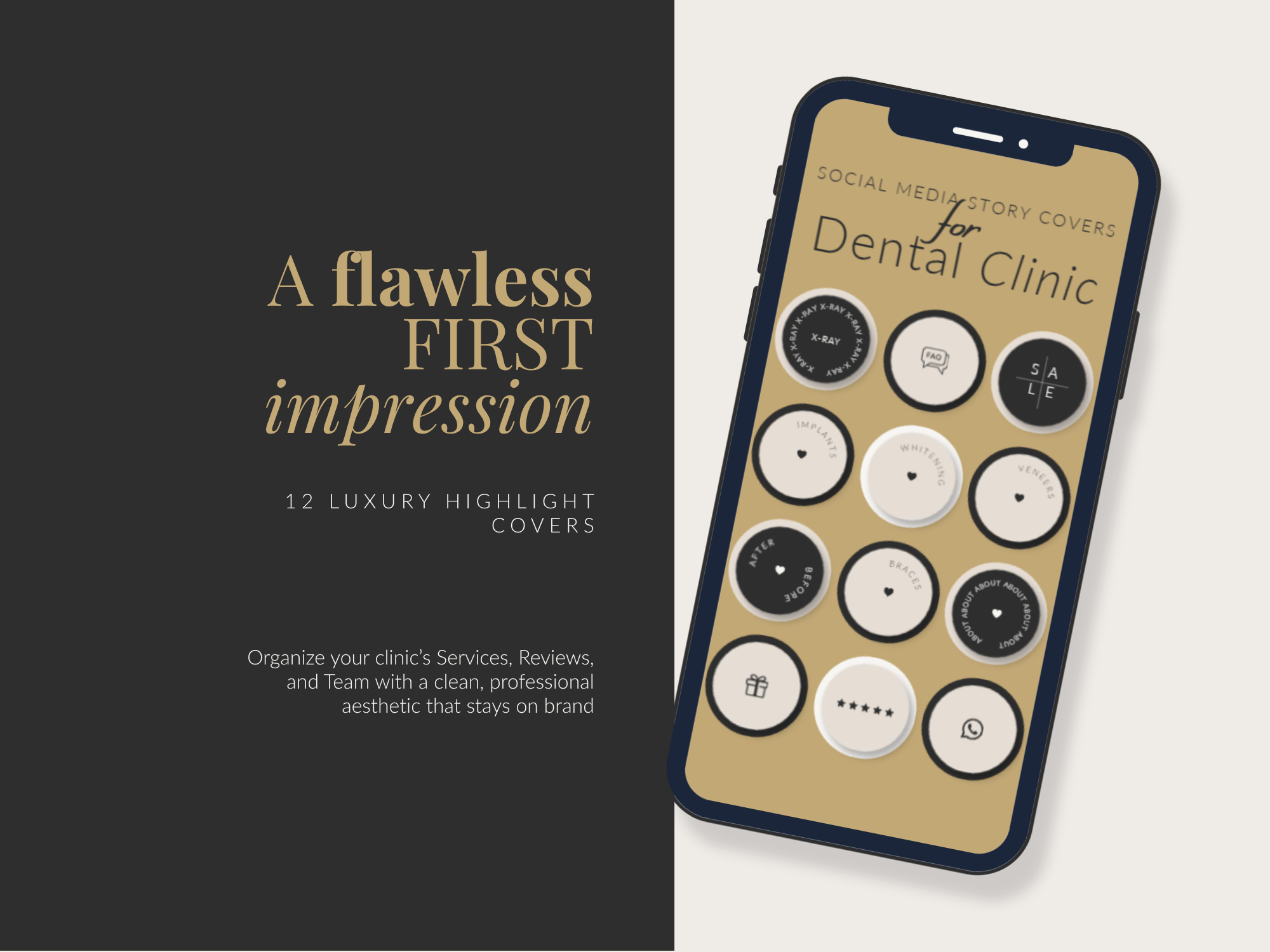 19 Beige & Gold Dental Instagram Kit