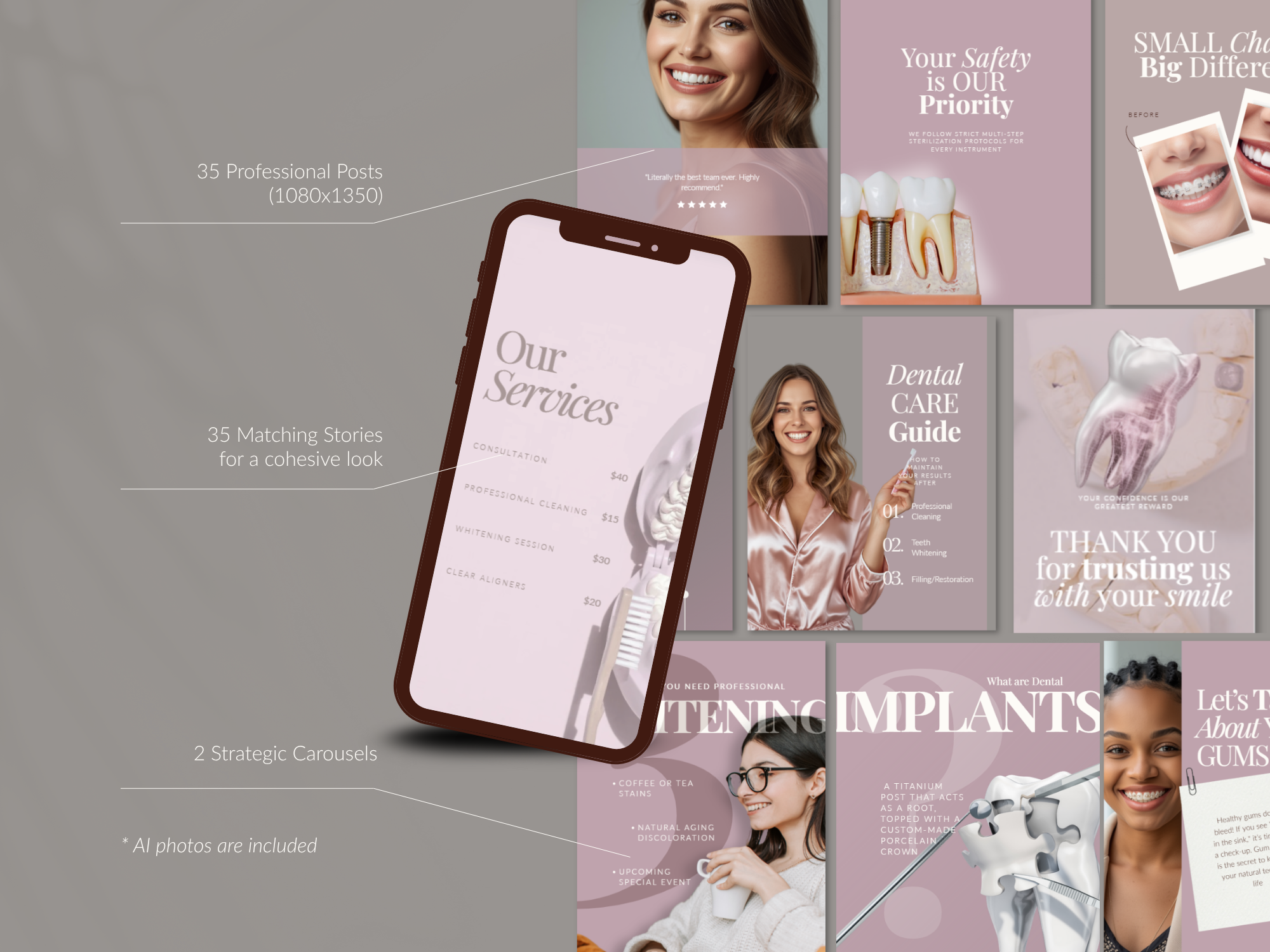 24 Dusty Rose Dental Instagram Kit