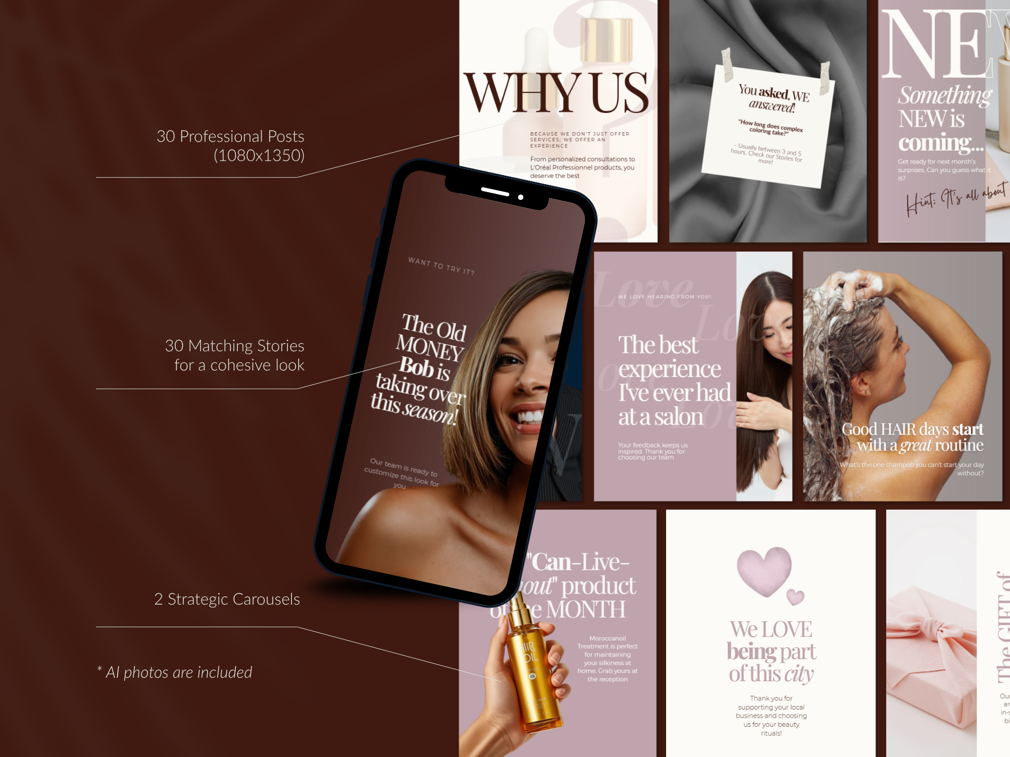 The Ultimate Beauty Salon Instagram Bundle – 74+ Blush Pink Canva Templates | 30 Posts, 30 Stories, 2 Carousels & 12 Highlights The Ultimate Beauty Salon Instagram Bundle – 74+ Blush Pink Canva Templates | 30 Posts, 30 Stories, 2 Carousels & 12 Highlights