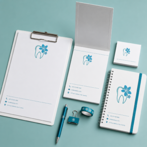 Floral Dental Logo Template for Canva