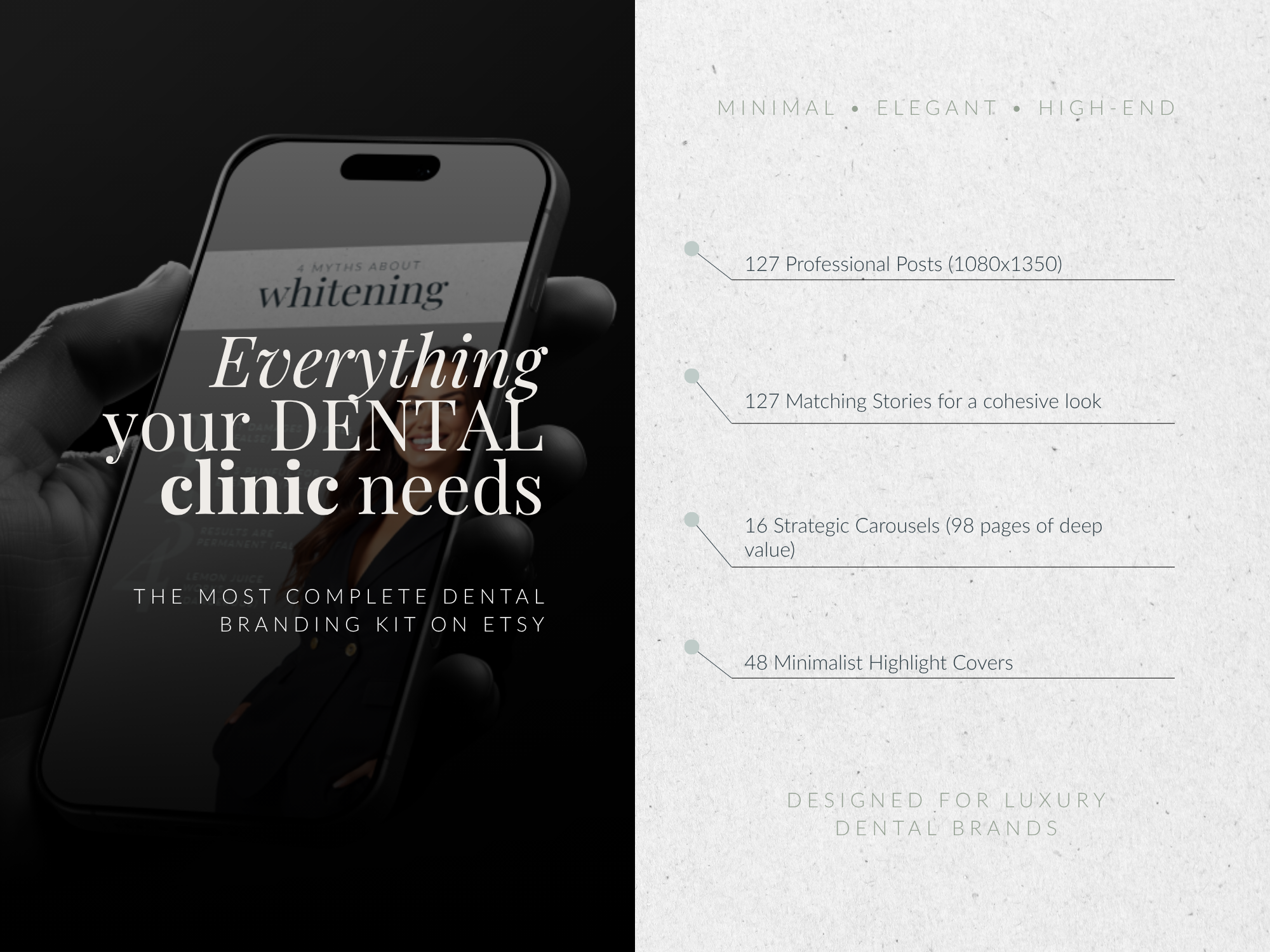 Canva dental clinic branding posts and stories templates layout preview