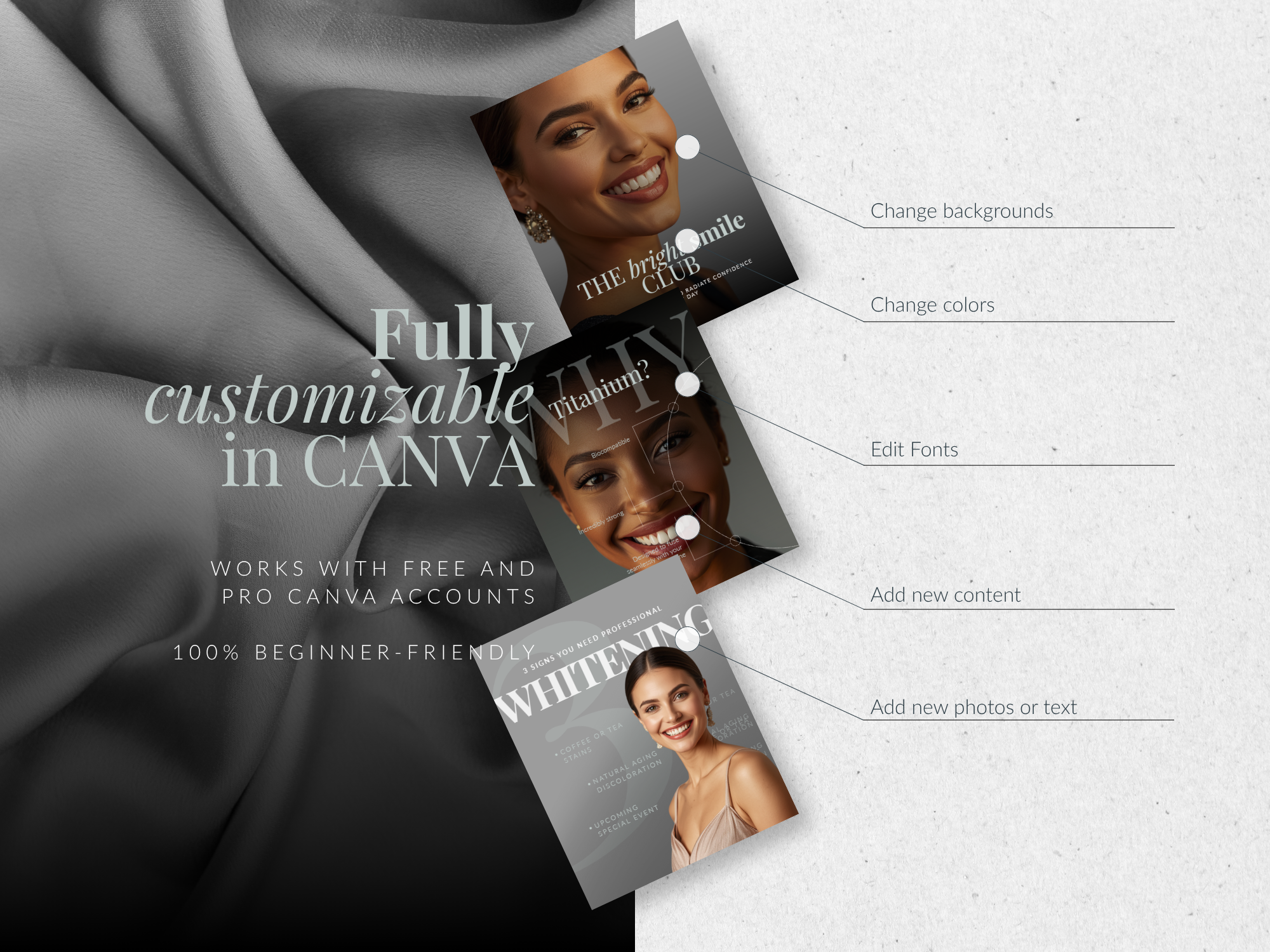 Educational carousel templates for cosmetic dentistry instagram marketing