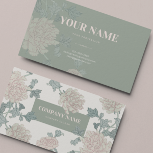 Sage Green Floral Business Card Canva Template — Elegant Peony Botanical Branding